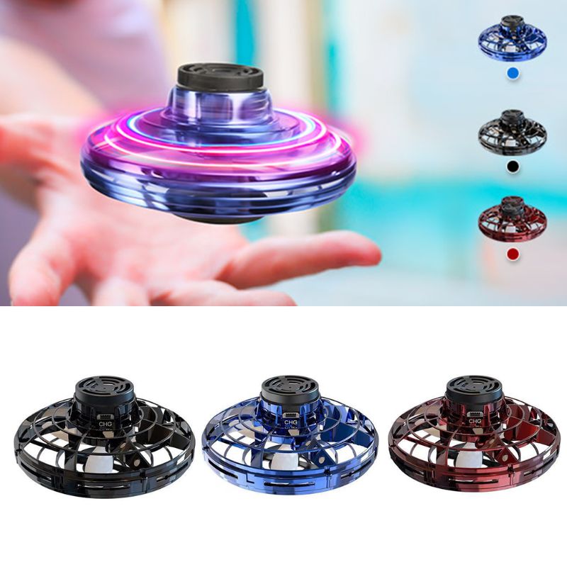 Mini Fingertip Gyro Interactive Toy Drone LED UFO Type Flying Helicopter Spinner Toy Kids